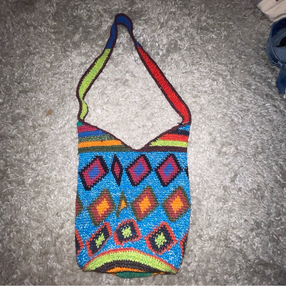 HAND-CROCHETED Knit Wearable Art-to-Wear Boho Shoulder Hobo Bag